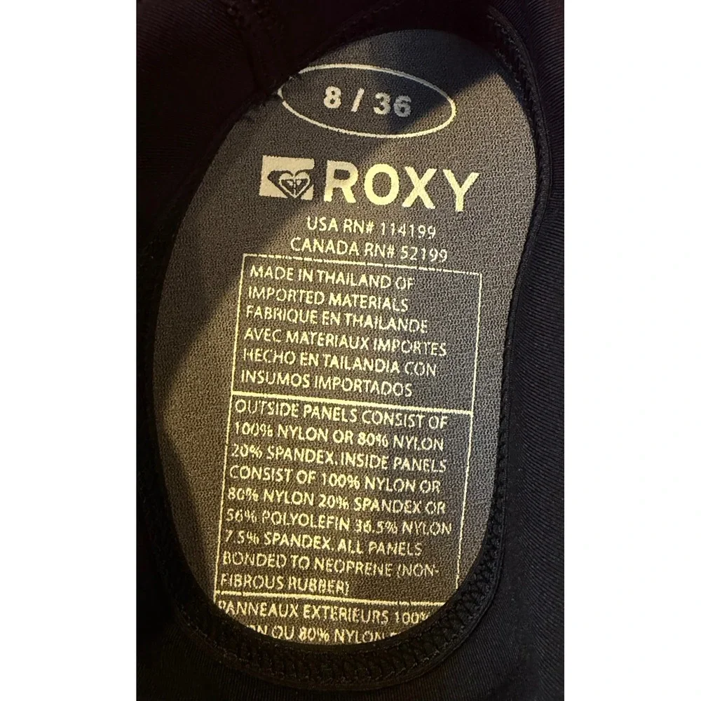 Roxy Syncro 1mm Hyperstretch Girls Rash Guard Wetsuit Top Black Blue Size 8/36
